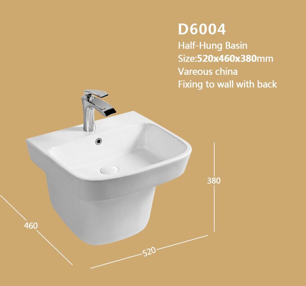 CHẬU LAVABO TREO TƯỜNG LIỀN CHÂN