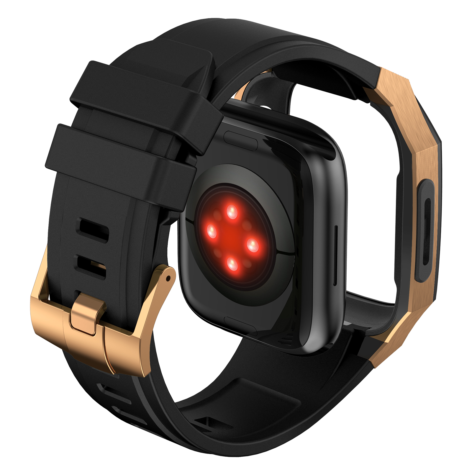 Ốp Case Vỏ Thép Không Gỉ bảo vệ tích hợp dây đeo Fluororubber cho Apple Watch Series 10 Size 46mm - Hàng Chính Hãng