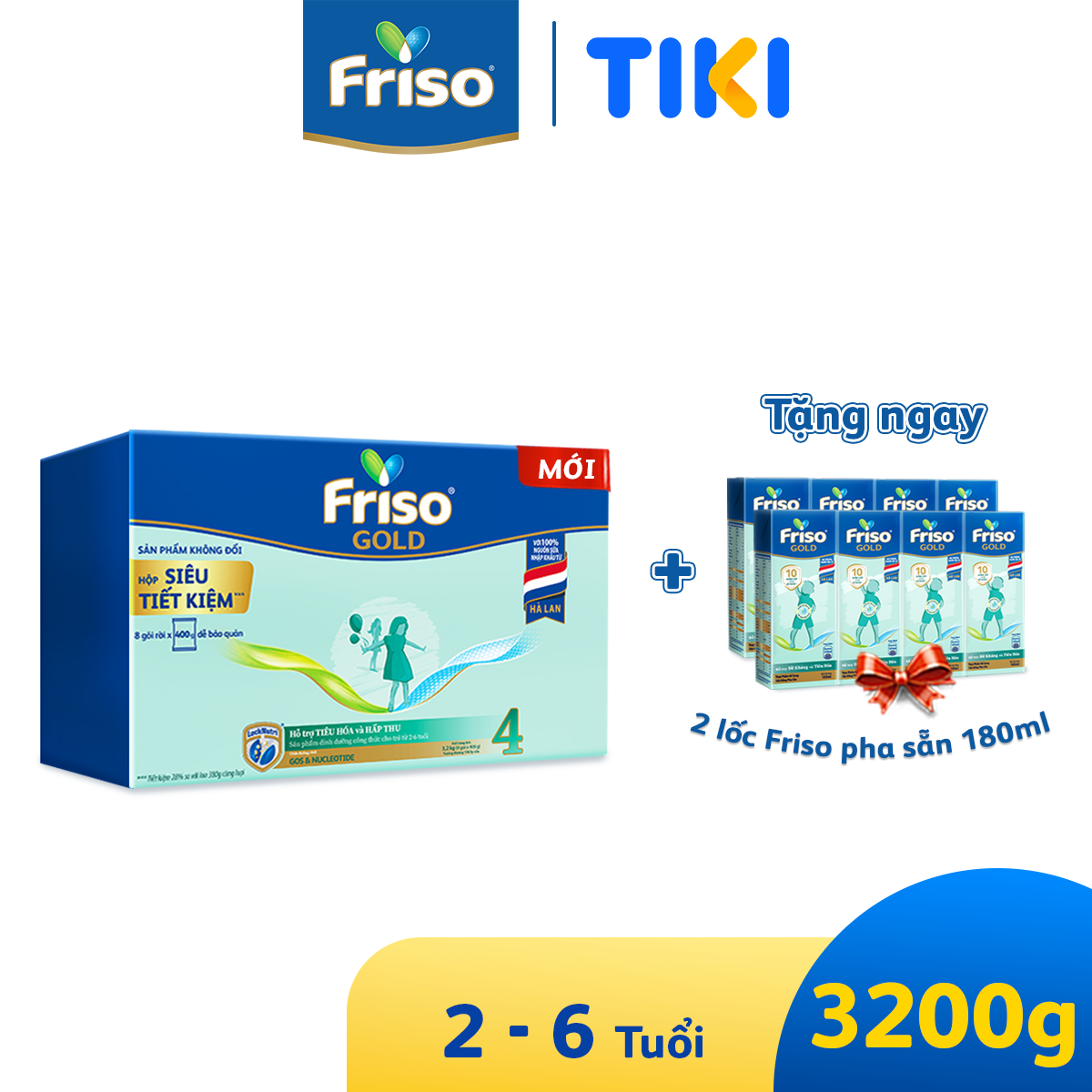 Sữa Bột Friso Gold 4 Hộp Giấy 3.2kg (Dành Cho Trẻ Từ 2 - 6 Tuổi)