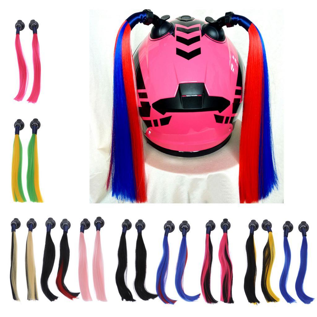 Ladies Helmet Pigtails with Removable Suction Cup for Motorcycle Biker Helmet
