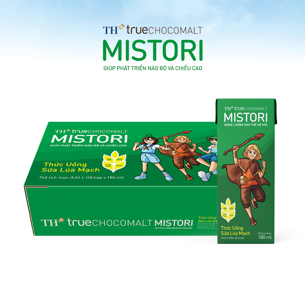 Thùng 48 hộp thức uống Sữa Lúa mạch Có Yến mạch TH true CHOCOMALT MISTORI 180 ml (180 ml x 48)