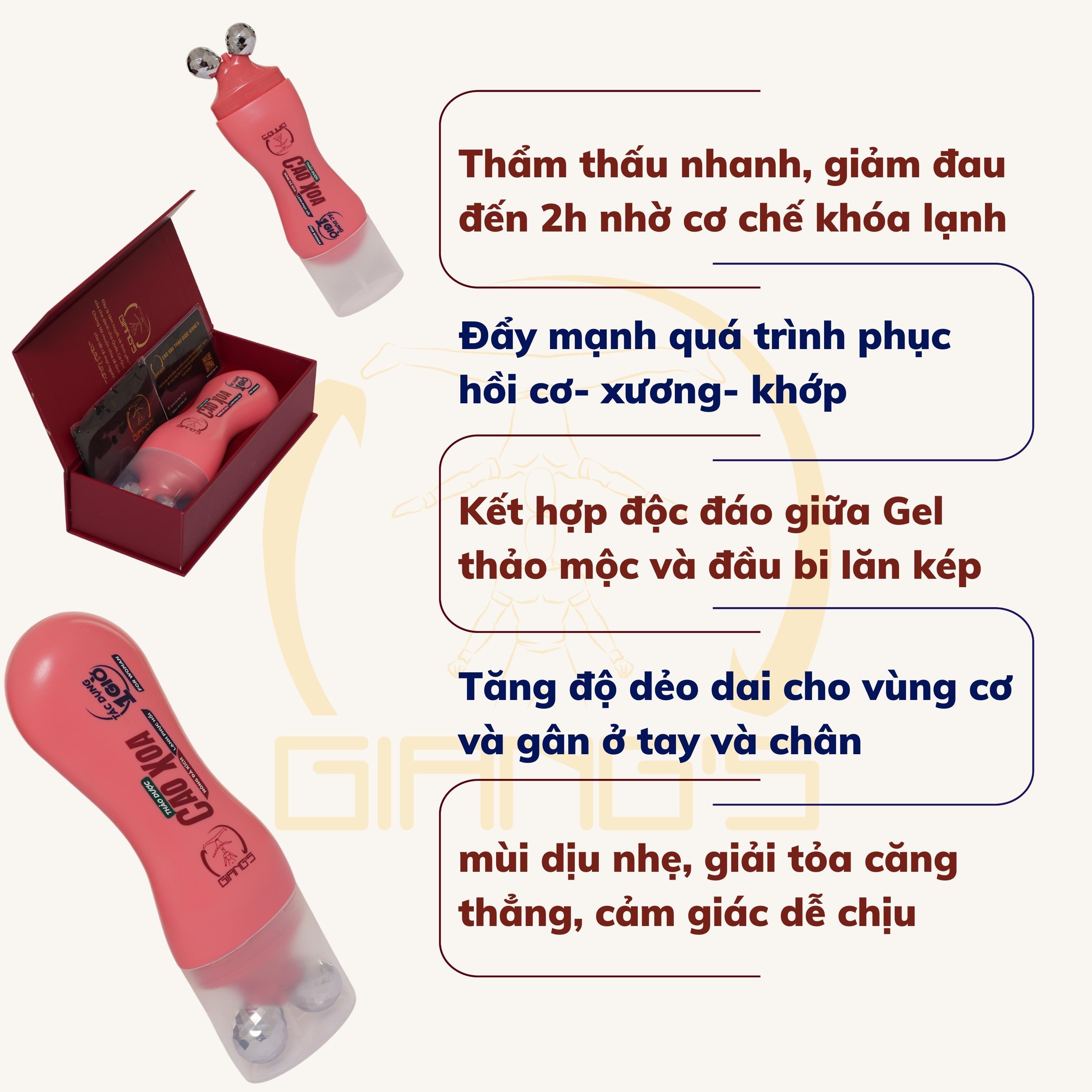 [Mới] Gel Xoa Bóp Thảo Dược GIANG'S Giảm Nhức Cực Mạnh, Hương Thơm Dịu Nhẹ Cho Nữ