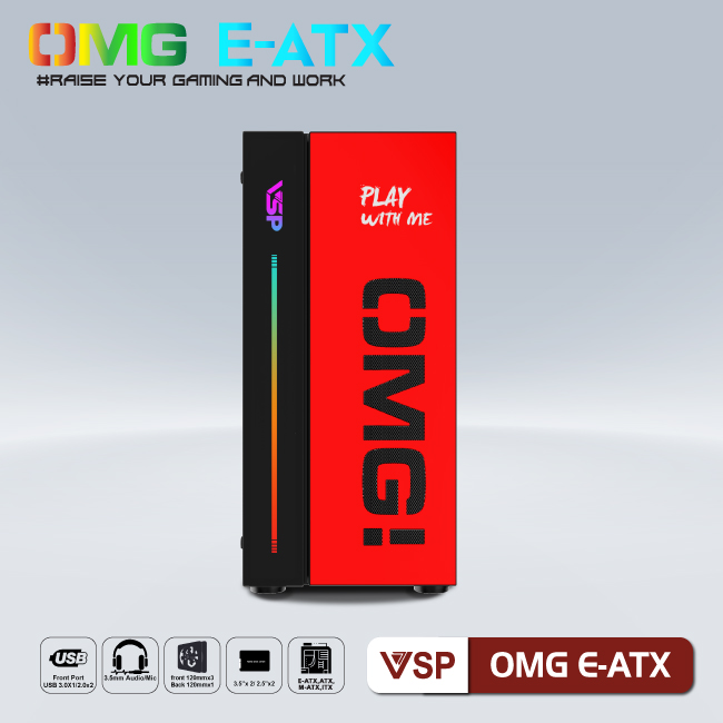 Vỏ máy tính Case VSP OMG [ĐEN ĐỎ] ~ Gaming LED E-ATX - Hàng chính hãng TECH VISION phân phối