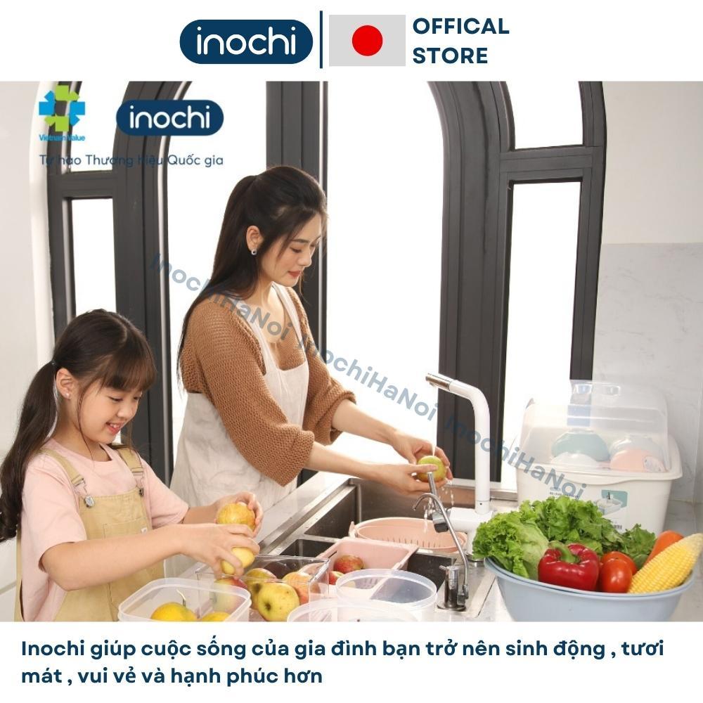 Xô chậu nhựa có nắp inochi cao cấp Notoro 11L 14L màu patsel đựng nước, gạo