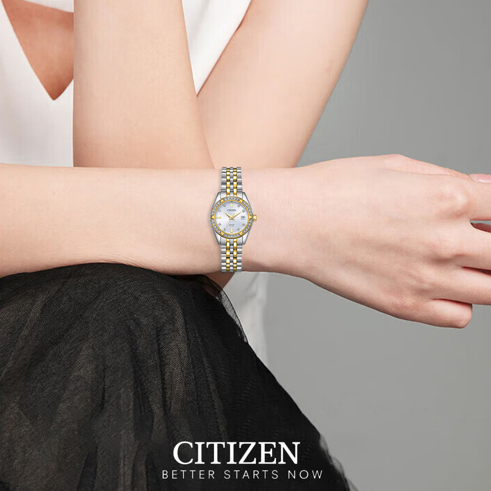 Đồng Hồ Nữ Citizen Pin-Quartz Đính Đá Swarovski Dây Thép Không Gỉ EU6066-59A - Mặt Trắng (26mm)
