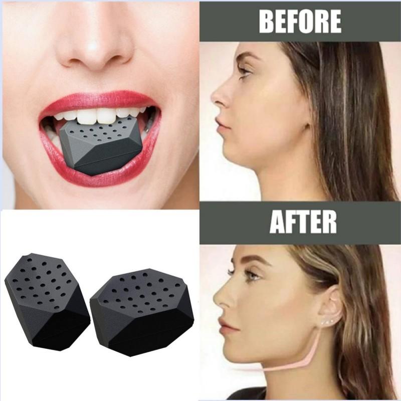 Hàm tập thể dục silicone huấn luyện cơ mặt hàm jawline tập thể dục bóng mặt shaper jaw cơ thể Color: C 2pcs mixed
