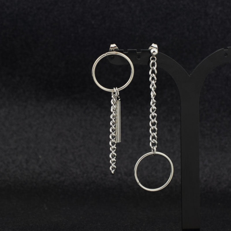 Bông tai nam vòng tròn không đối xứng nổi bật, tinh tế