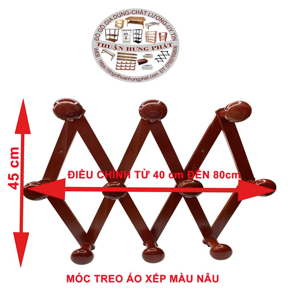 Móc Treo Quần Áo Gỗ Beech 10 Núm Cao Cấp - Đặc Biệt Loại xếp có thể điều chỉnh chiều ngang dai ngắn tùy ý