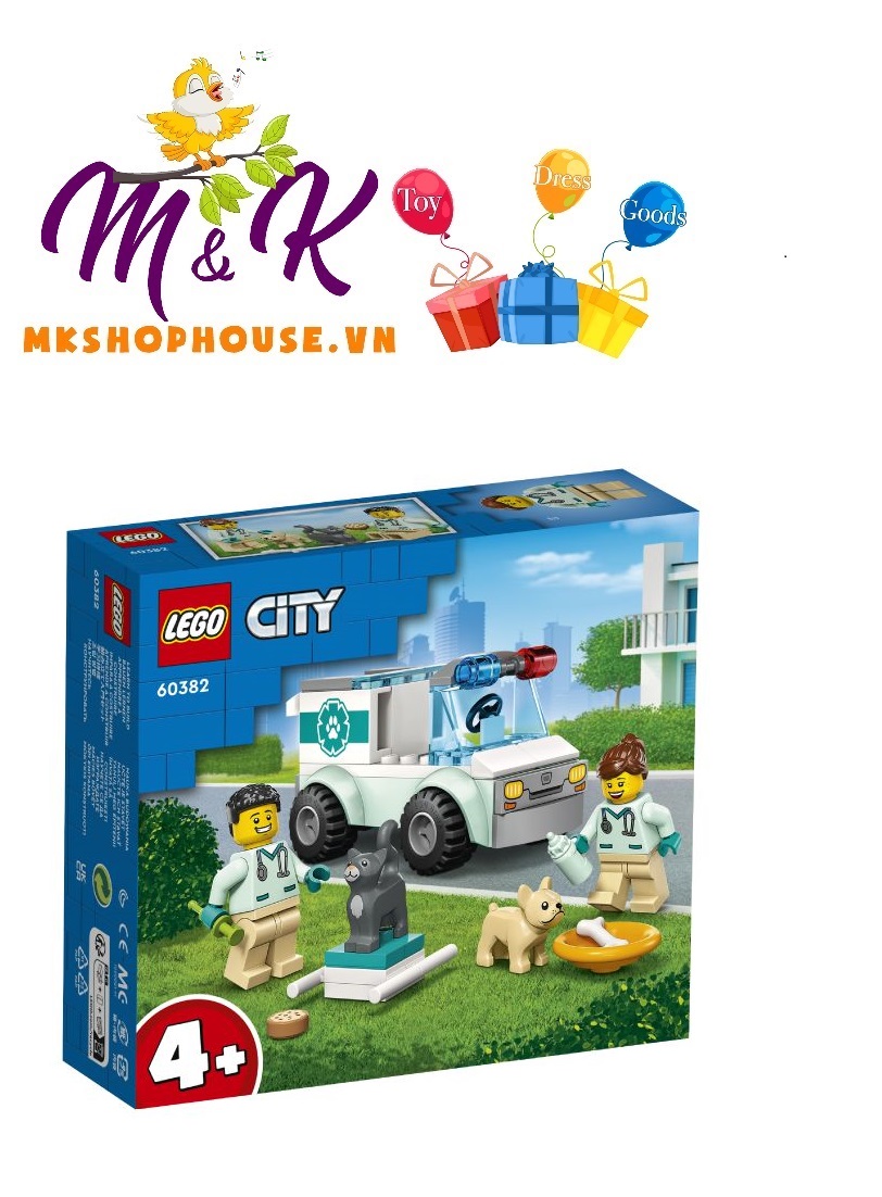 LEGO City 60382 Xe Cứu Hộ Thú Y (58 Chi Tiết)