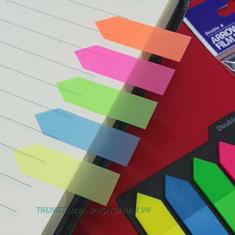 Giấy note nhựa 5 màu neon mũi tên Double A