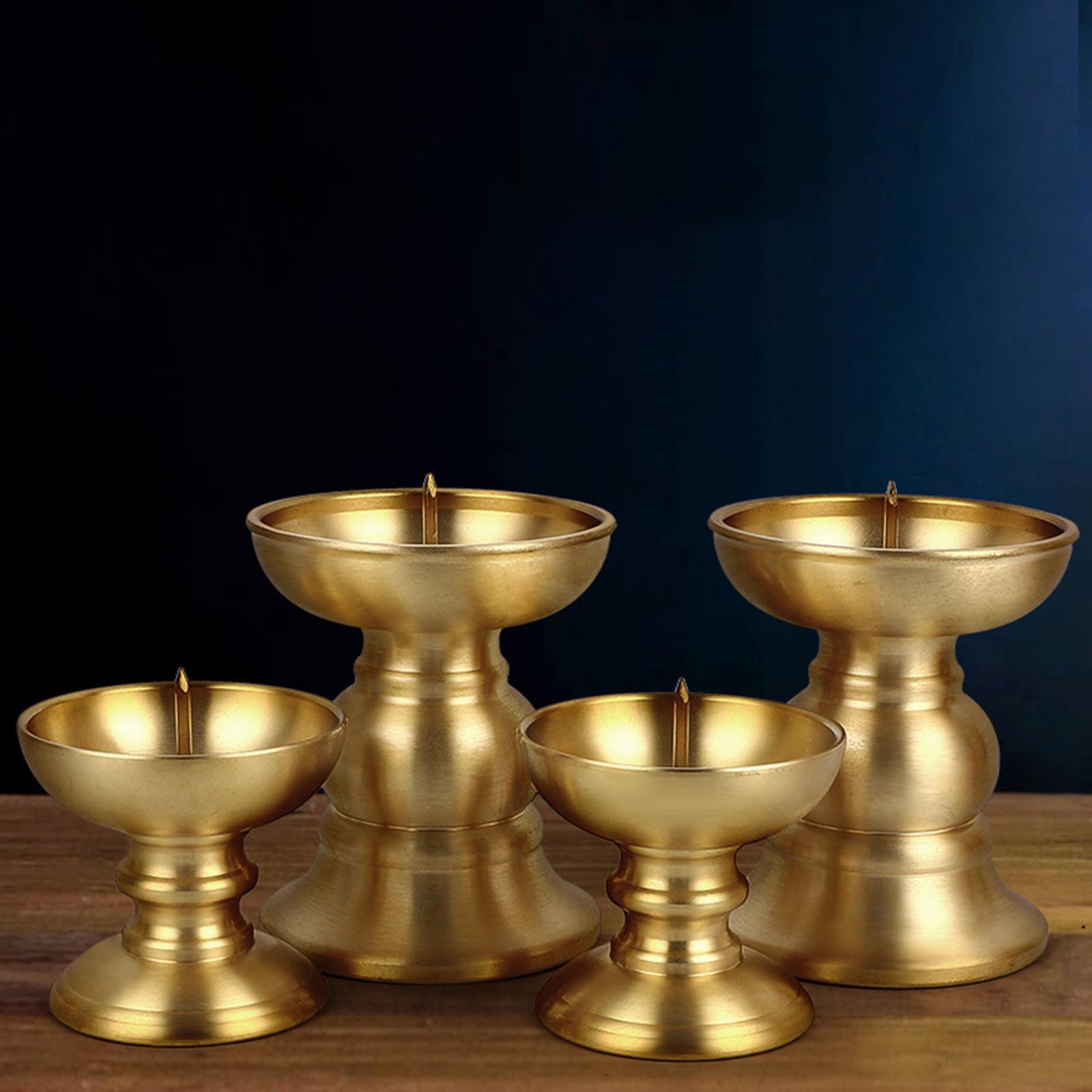 Copper Tealight Holder Candle Holder Buddhist Candlestick Desk Decorations