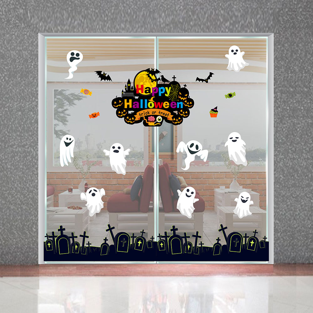 Decal trang trí Halloween 2020 combo nghĩa địa và hồn ma