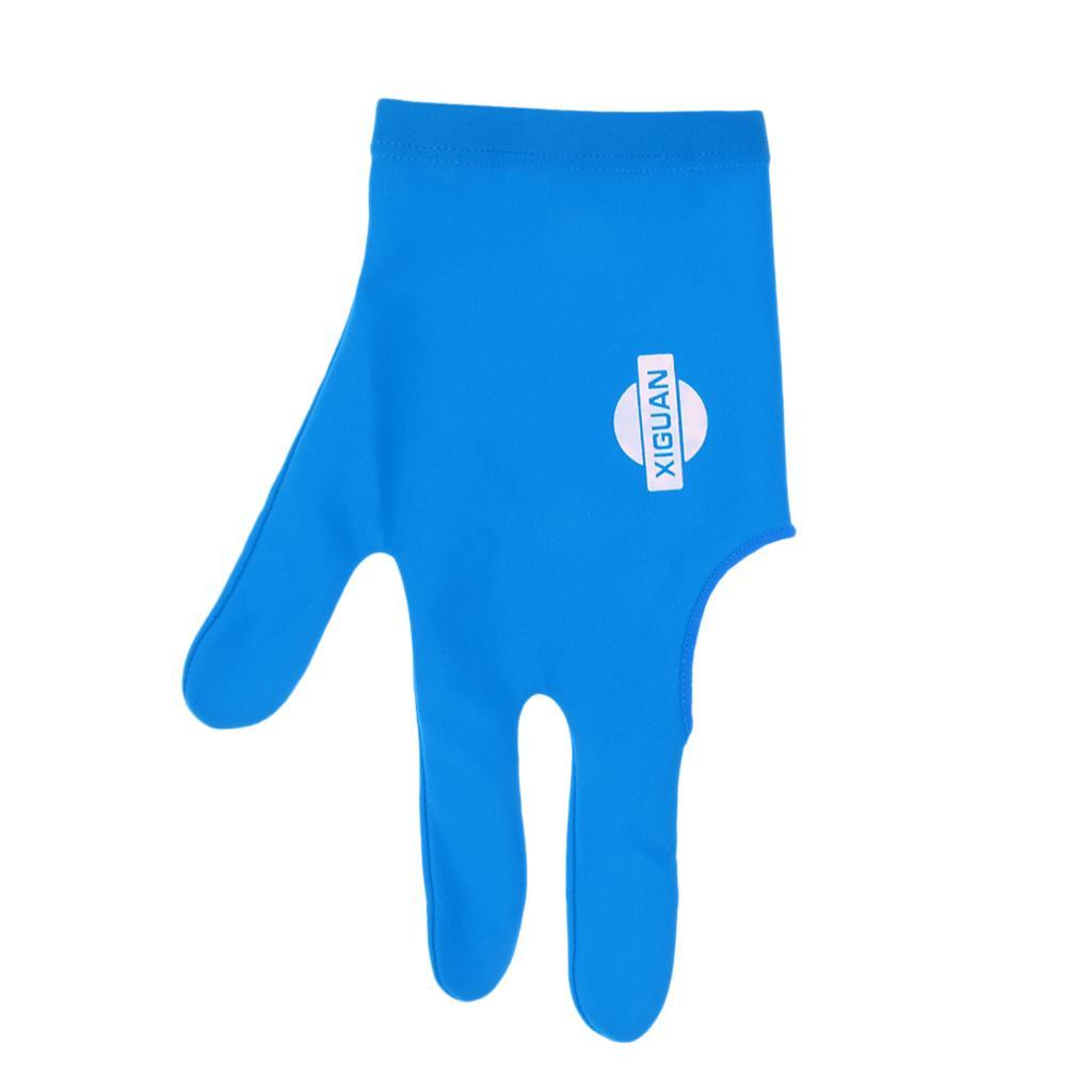 10xSpandex Snooker Billiard Pool Cue Glove Left Hand 3 Finger Accessory Blue