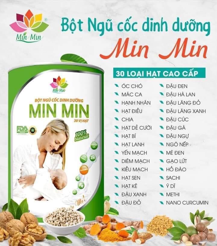 1 hộp Ngũ Cốc Lợi Sữa Min Min Care dạng lon- Chuyên Lợi Sữa và Phục Hồi Sức Khỏe Sau Sinh