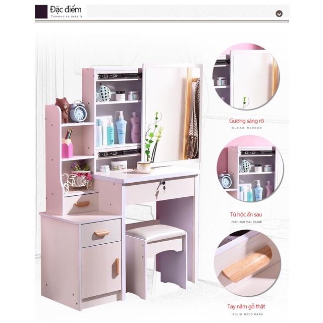 Bàn trang điểm bán phấn đa chức năng kết hợp kệ đồ giá đồ tiện lợi cao cấp siêu xinh BAH030