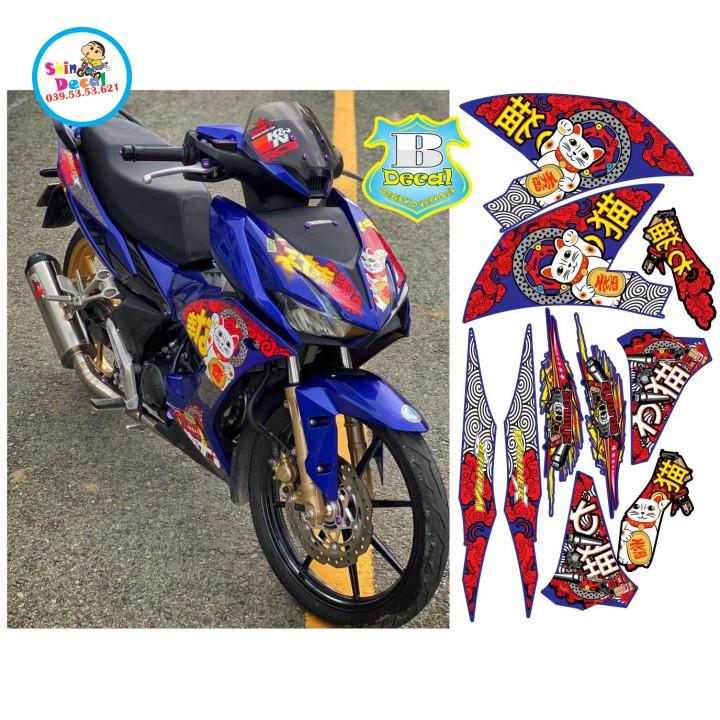 Tem rời winner X mèo thần tài dán xe xanh