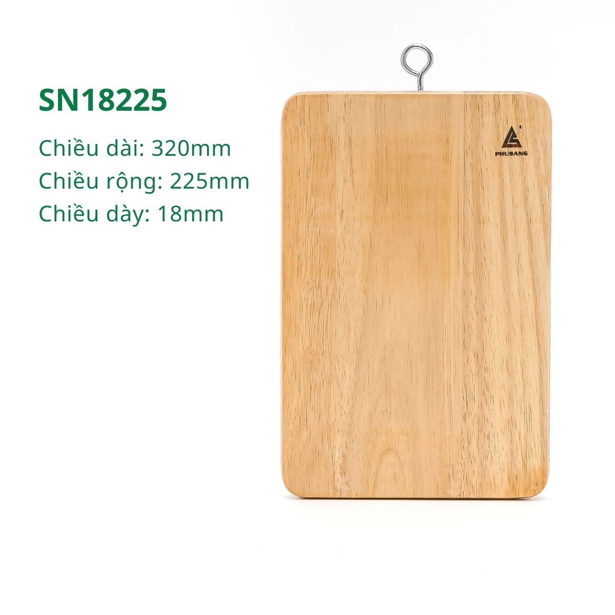 Thớt gỗ cao su tự nhiên PHUSANG hình chữ nhật không chất bảo quản chống mốc an toàn vời sức khỏe dùng để cắt, thái thức ăn