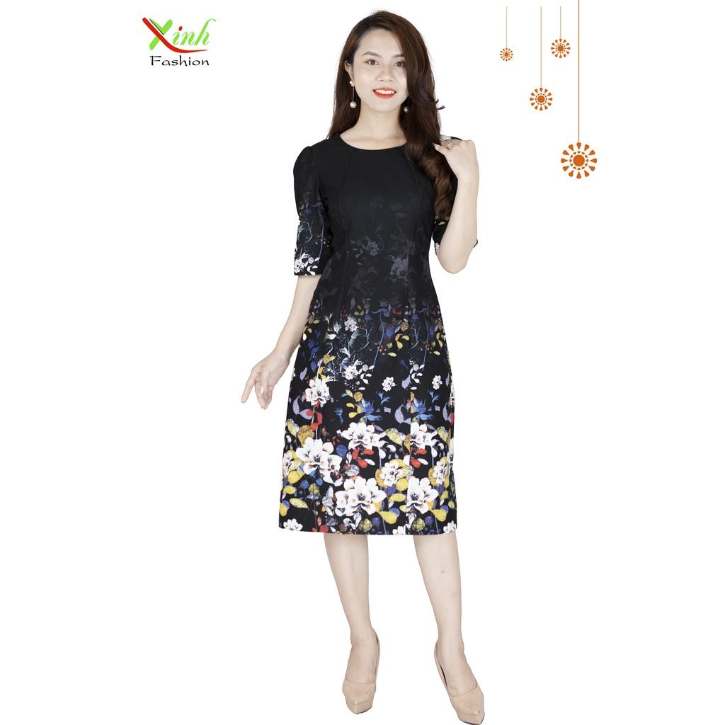 Đầm Suông Hoa In 3D Siêu Sang Gọn DL927