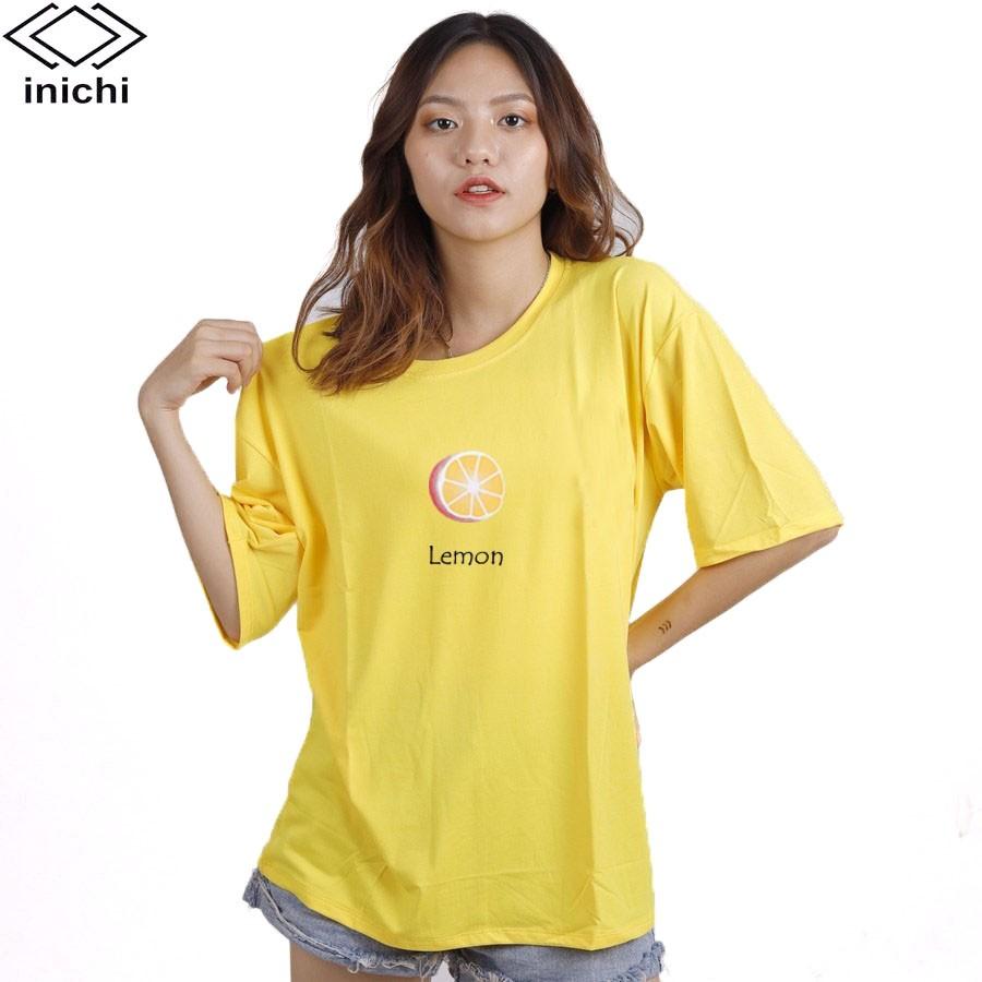 Áo thun INICHI unisex tay lỡ form rộng cá tính, hình in hình quả chanh - IC634
