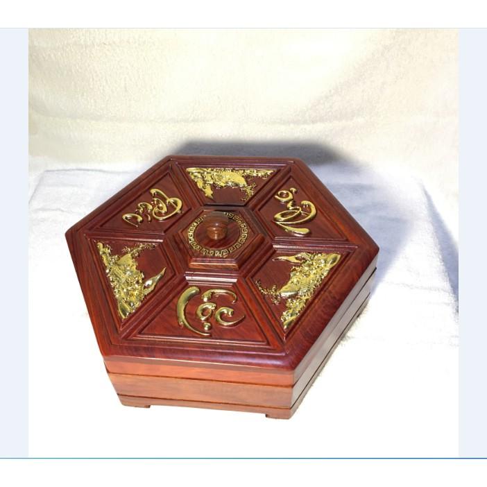 KHAY ĐỰNG BÁNH MỨT KẸO gỗ HƯƠNG VÂN loại đẹp RÁT VÀNG PHÚC LỘC THỌ - LOẠI TO