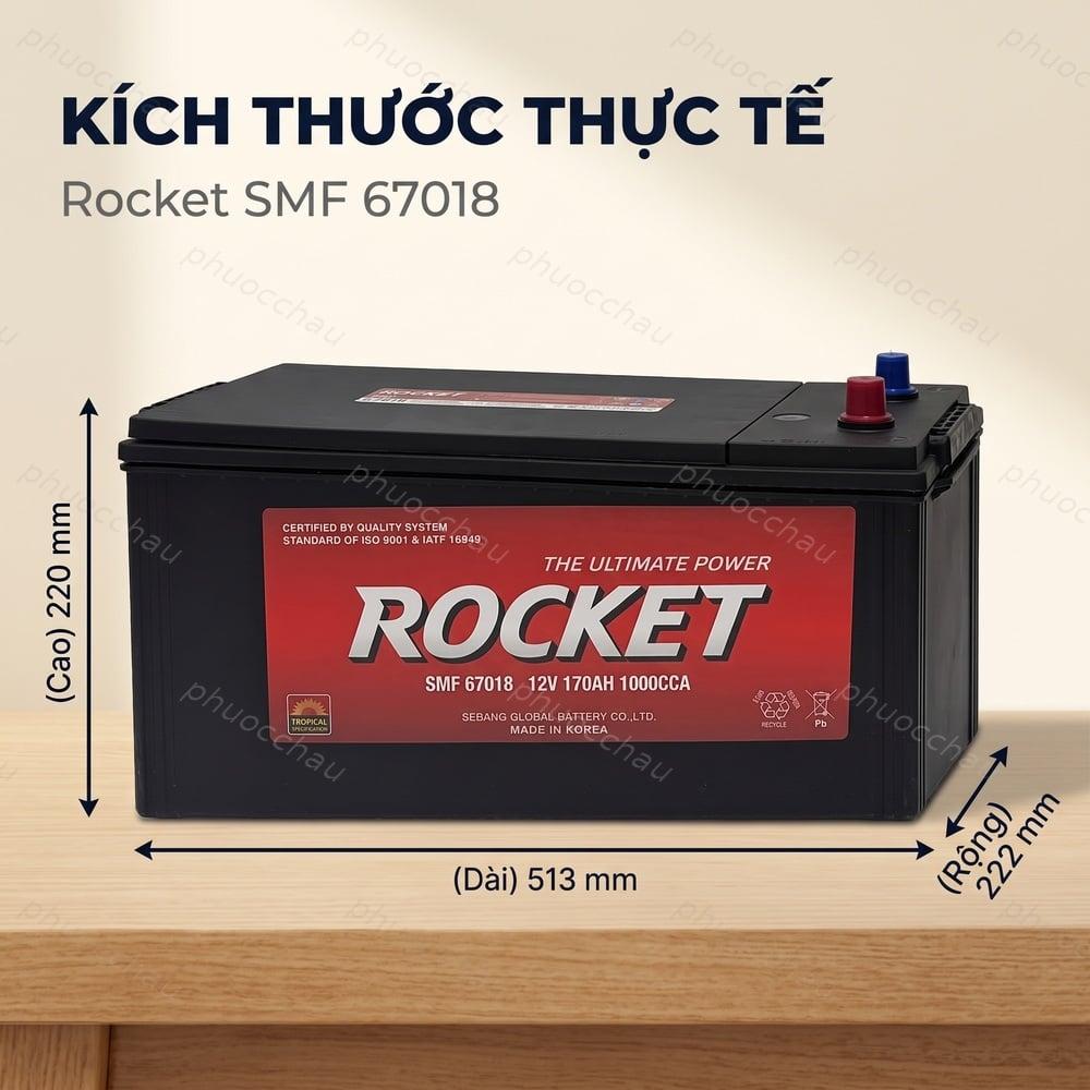 Ắc Quy ROCKET SMF 67018 (12V-170Ah) Cho Xe Đầu Kéo, Xe Tải Hạng Nặng