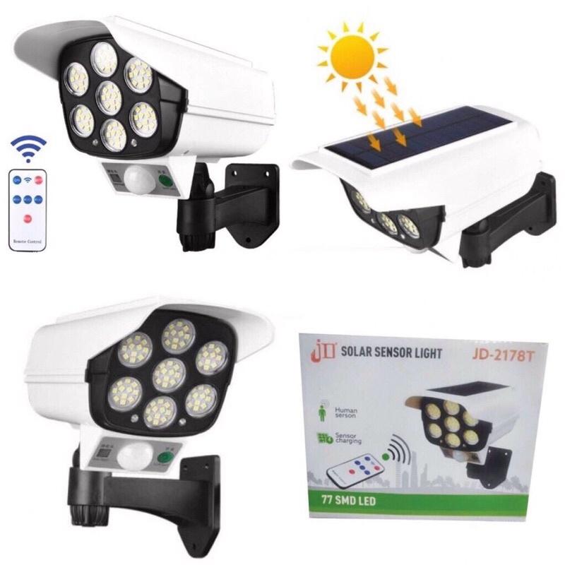 Đèn LED năng lượng mặt trời kiểu giả camera chống trộm, tự động bật tắt