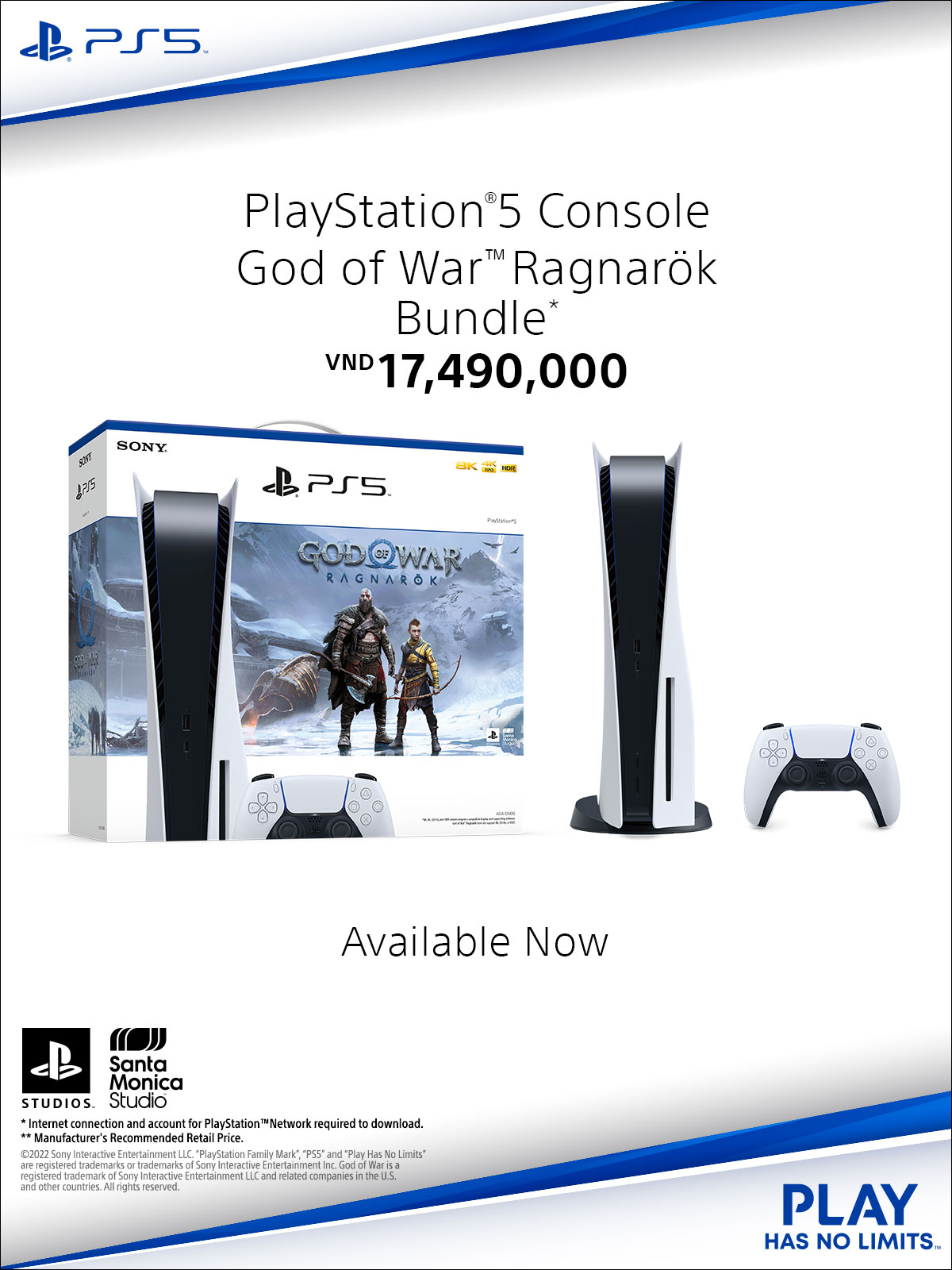 Bundle Máy chơi game Playstation 5 Standard và Đĩa Game God of War Ragnarok - Hàng Chính Hãng