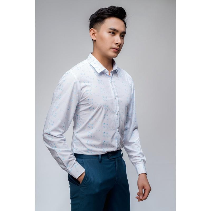 OWEN - Áo sơ mi dài tay Owen Slimfit chất sợi tre màu trắng in hình 23371