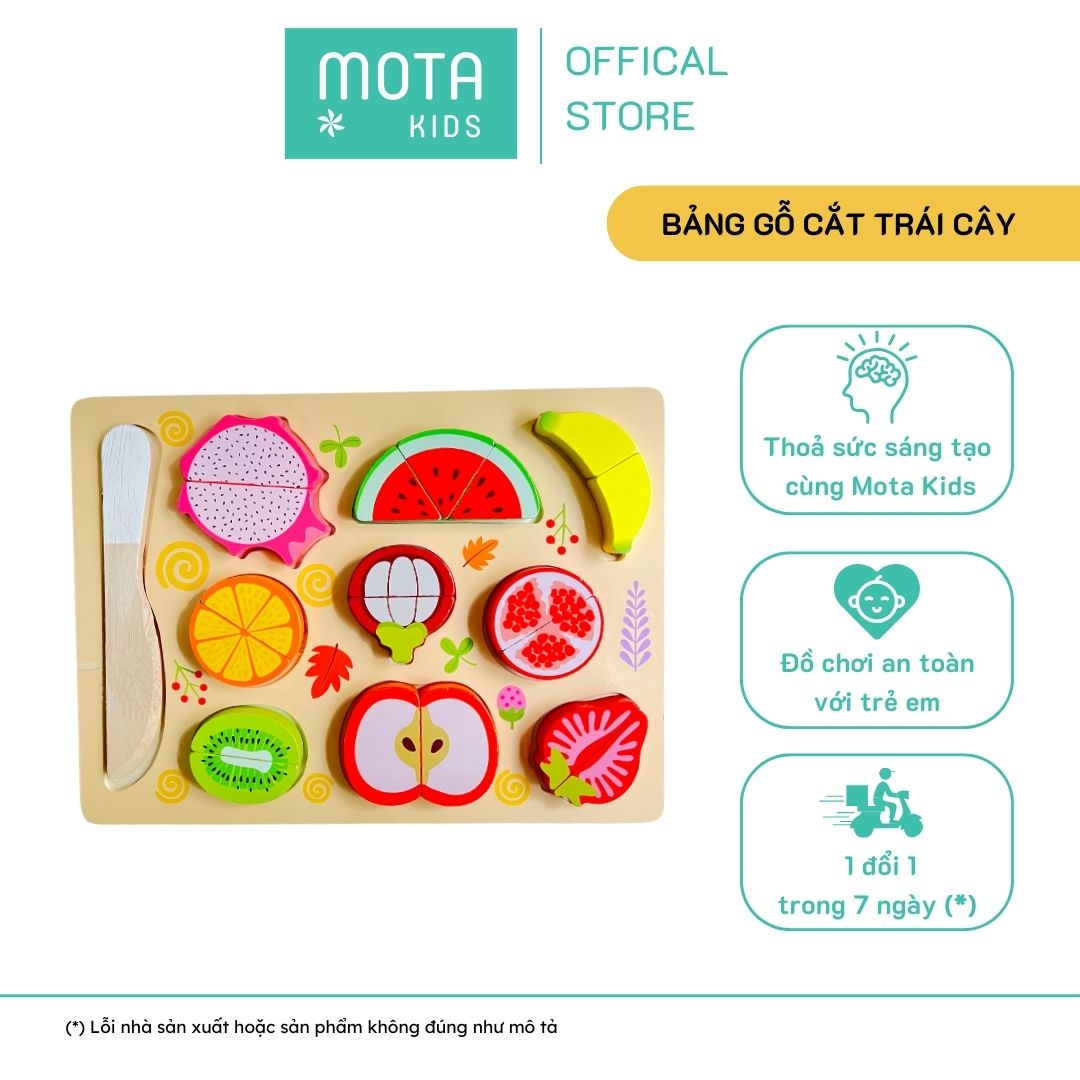 [MC14204 - Mota Montessori] Đồ chơi cho bé Bảng gỗ cắt trái cây - Hàng chính hãng