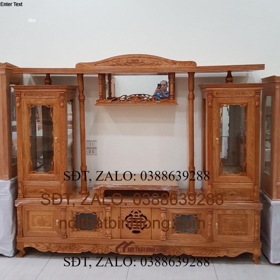 Kệ TV gỗ Sồi Nga có Tủ