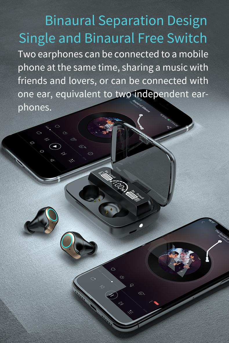 Bluetooth Earphones M18 TWS Wireless Headphones Waterproof Sports Touch Control Headset Charging case Stereo Earbuds