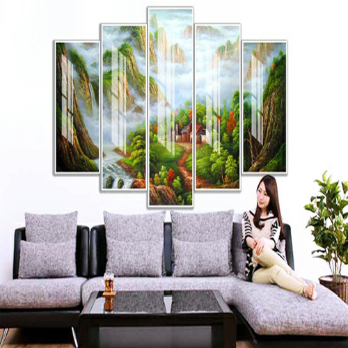 Bộ 5 - Tranh treo tường trang trí phòng khách/Sơn dầu 3D/Gỗ MDF Hàn Quốc phủ kim sa/ Chống ẩm mốc, mối mọt T3M-107