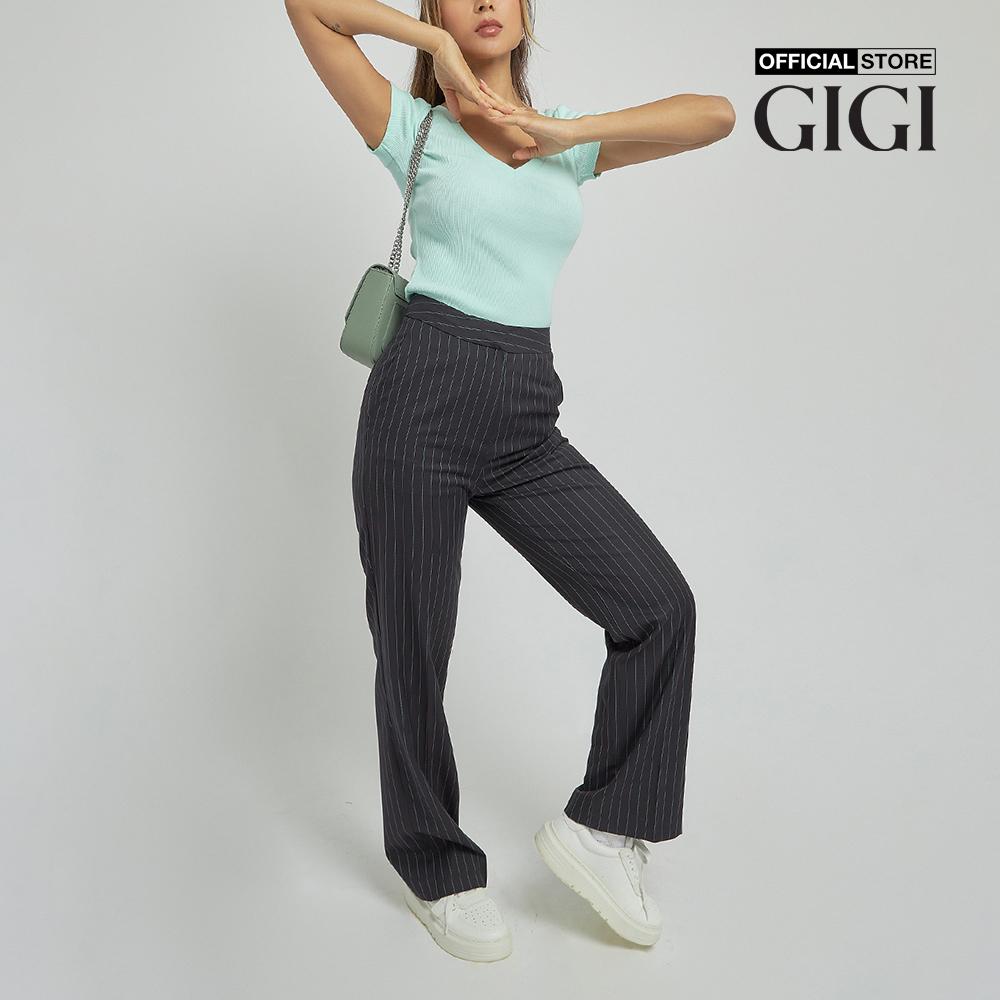 GIGI - Áo thun nữ ngắn tay cổ V phom ôm nữ tính G1203P211270