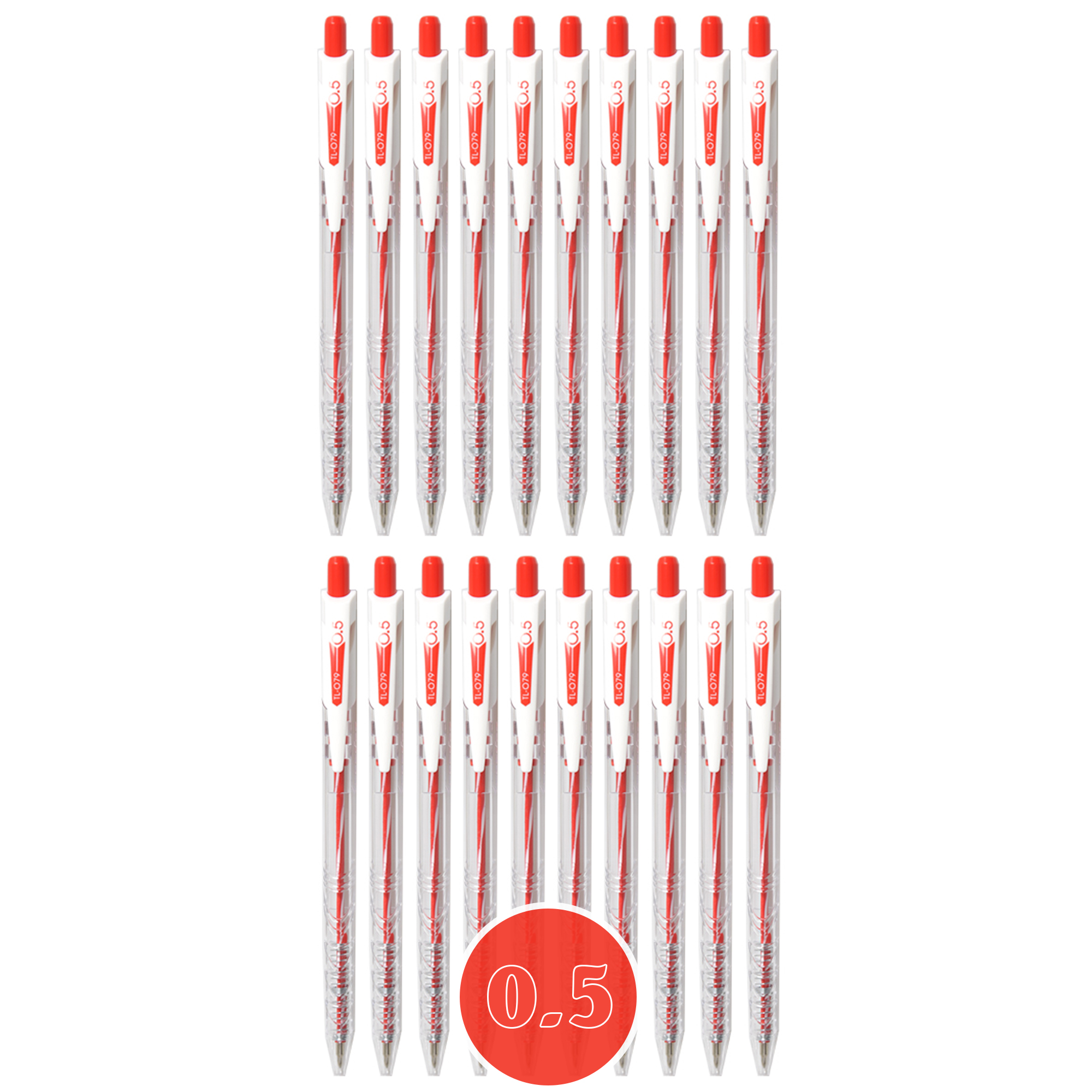 Bút Bi Thiên Long Tl - 079 Mực Xanhđenđỏ 0.5Mm - Đỏ - Combo 20