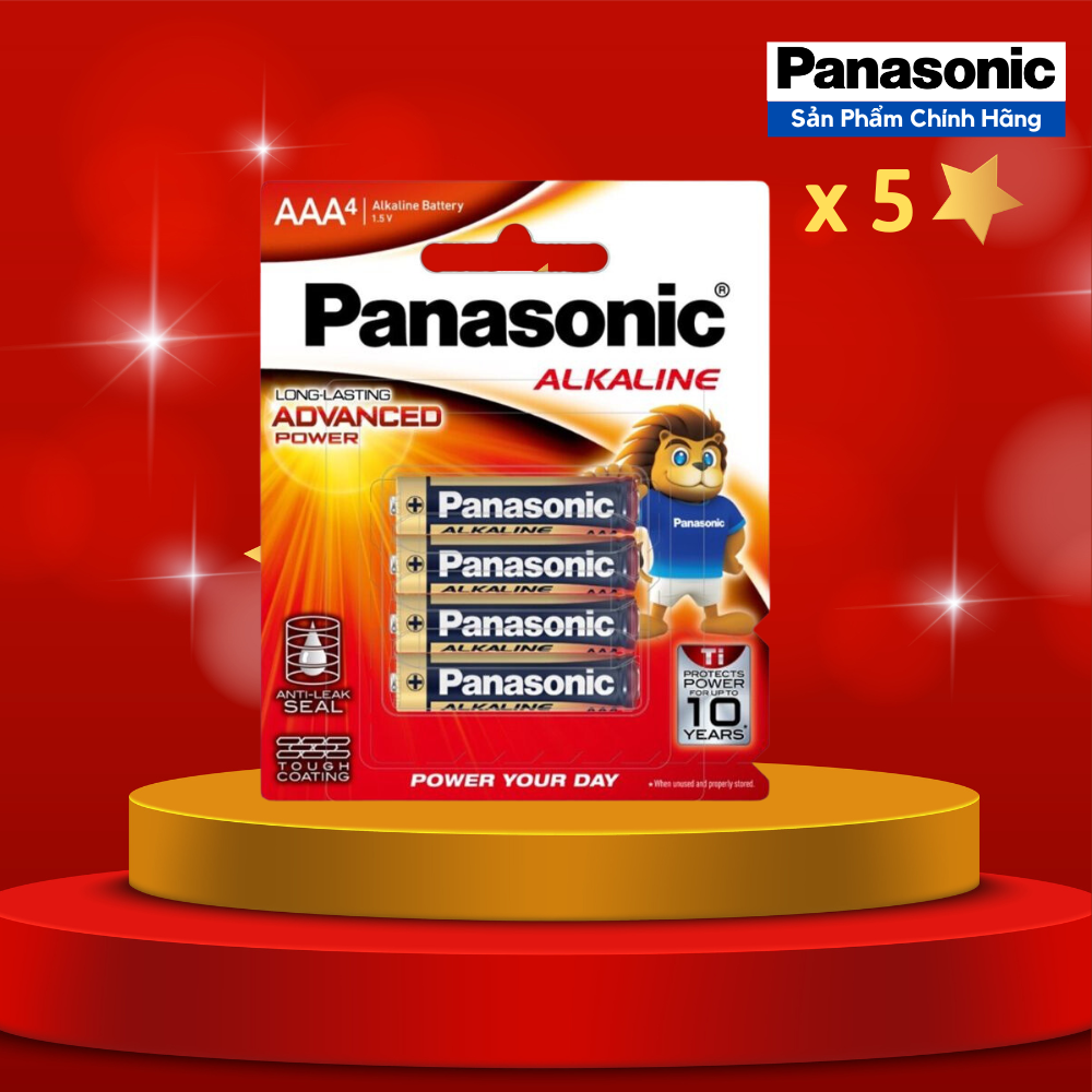 5 Vỉ Pin AAA 1,5V Panasonic Alkaline LR03T Siêu Bền - Hàng chính hãng