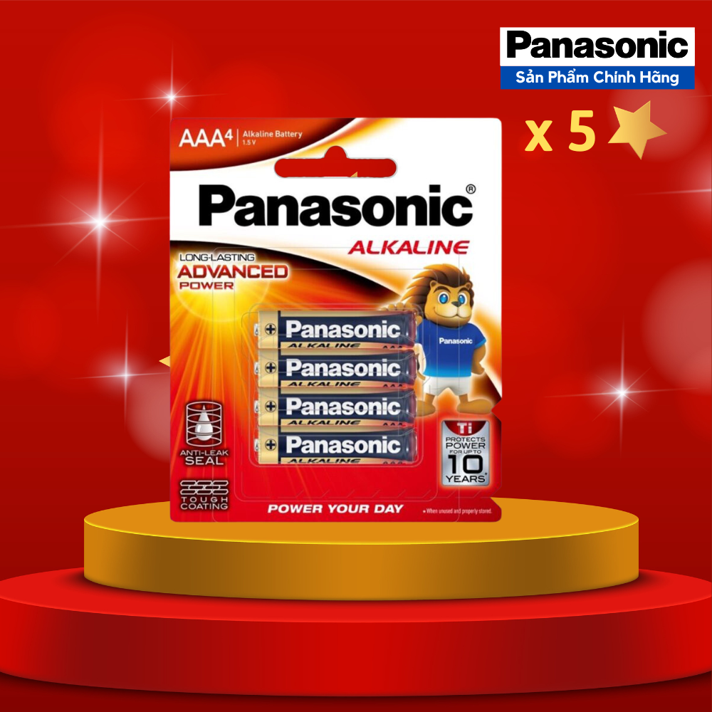 5 Vỉ ( 20 Viên ) Pin AAA 1,5V Panasonic Alkaline LR03T Siêu Bền - Hàng chính hãng