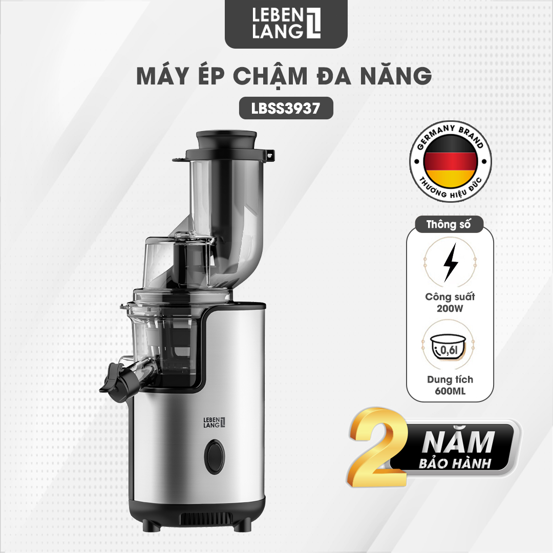 Máy ép chậm đa năng LEBENLANG LBSS3937, công suất 200W, nhỏ gọn tiện lợi, ép kiệt bã, bảo hành 2 năm – hàng chính hãng