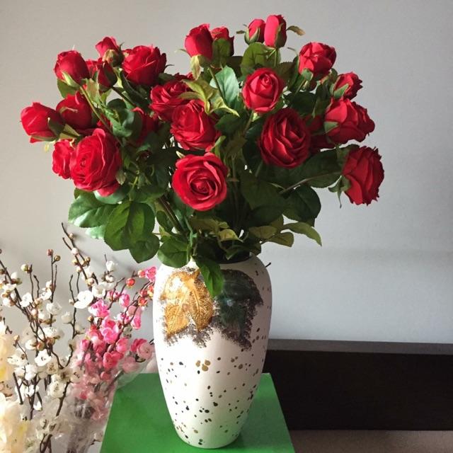 Hoa lụa- hoa hồng đỏ