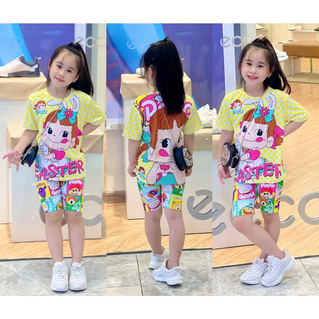 Bộ quần áo cho bé gái in 3D-M02- đáng yêu chất vải mát kiểu dáng dễ thương cho bé từ 10kg đến 30kg-M02L