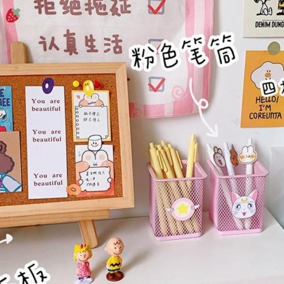 1 Hộp Đựng Bút Màu Hồng Để Bàn Phong Cách Nhật Bản