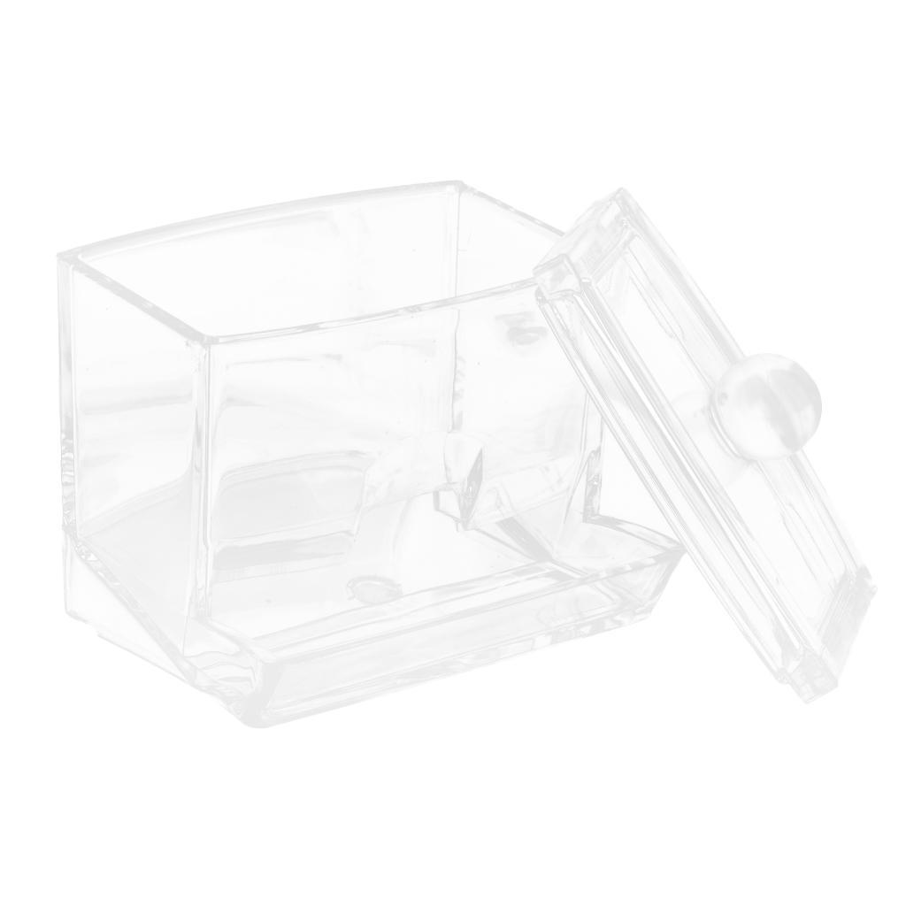Clear Cotton Ball and Swab Holder Organizer Storage Box- Premium Quality Acrylic Round Container Makeup Pads Swab Holder Case
