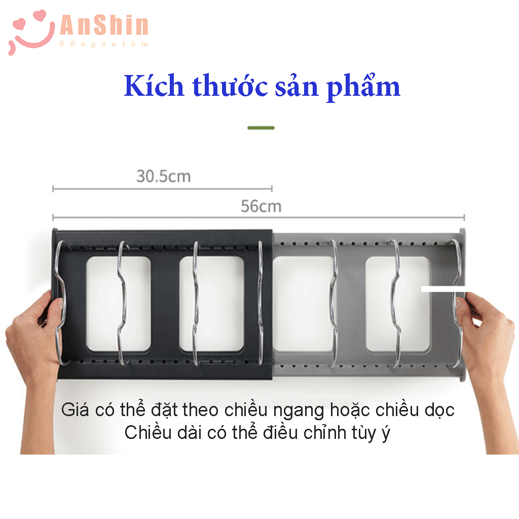 Kệ để vung, nồi, xoong, chảo chia nhiều ngăn tiện lợi