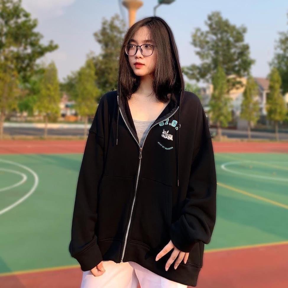 Áo khoác hoodie nam nữ Puppy Lazy 07 07 dáng unisex form rộng chất nỉ bông chống nắng tốt