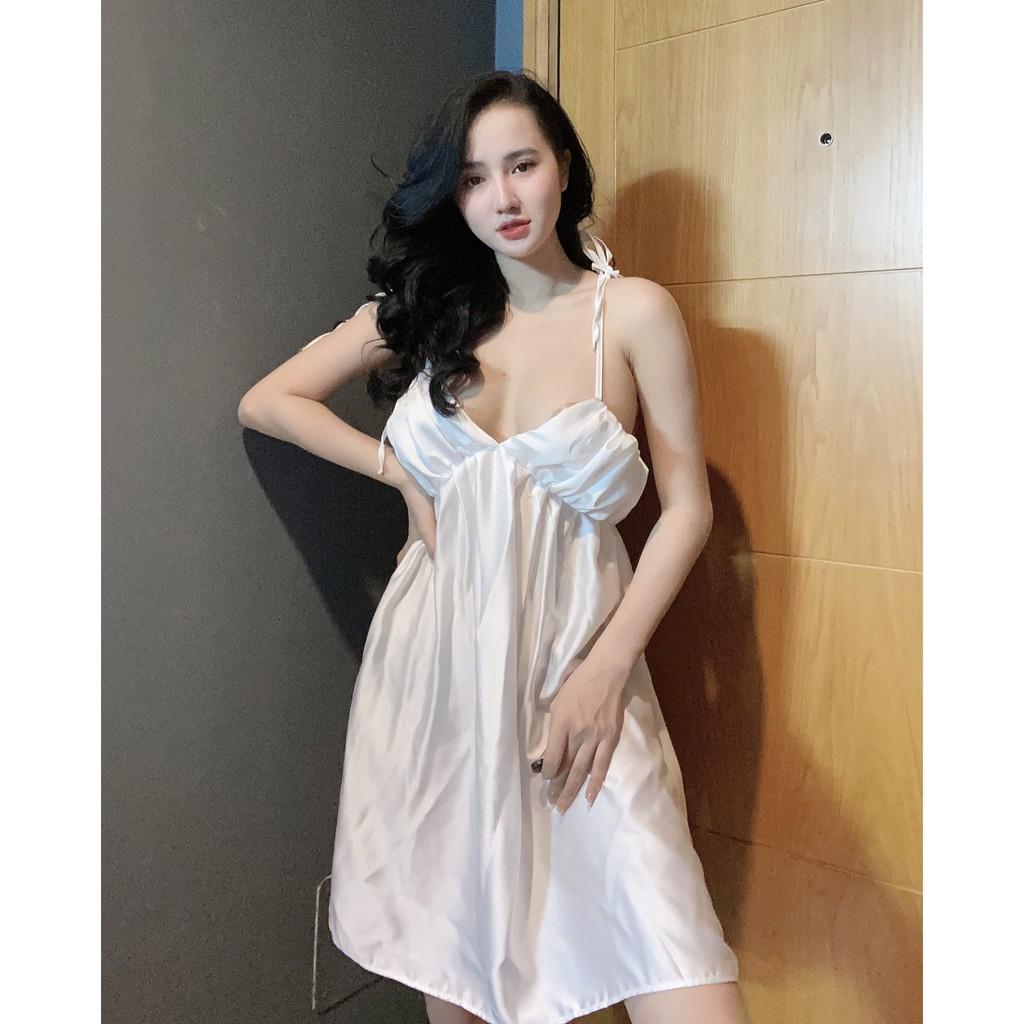 Đầm ngủ nữ sexy ren quyến rũ gợi cảm satin cao cấp mềm mịn thoáng mát AN23 - D'Lavia