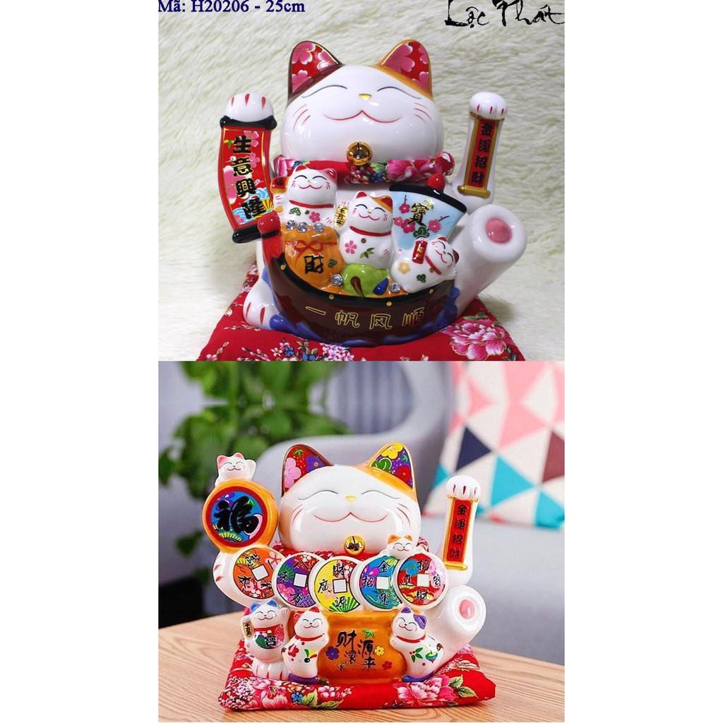 Mèo Thần Tài Vẫy Tay Thiên Kim Vạn Lượng may mắn - cao 25cm