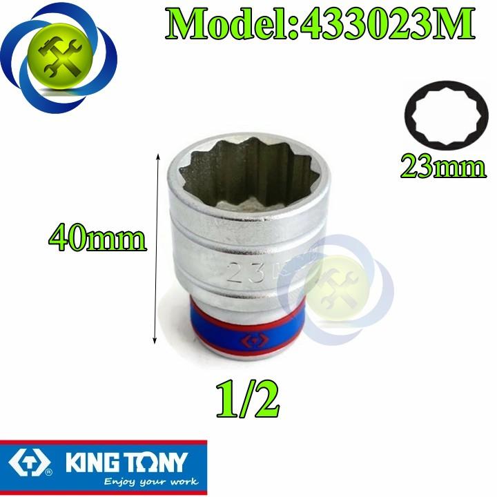 Tuýp 23mm 1/2 Kingtony 433023M 12 cạnh màu trắng dài 40mm