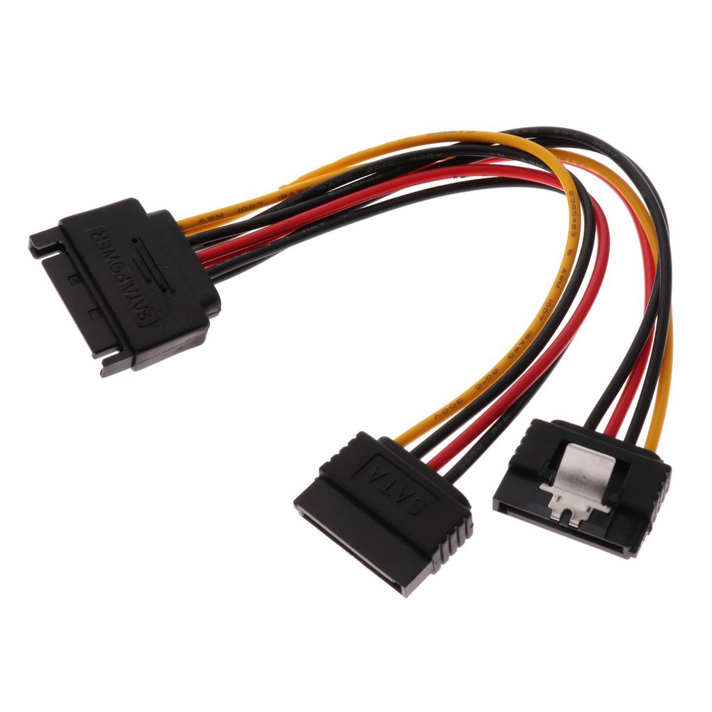 SATA Power Cable SATA 15 Pin Male to 2x Female Splitter Cables Cord