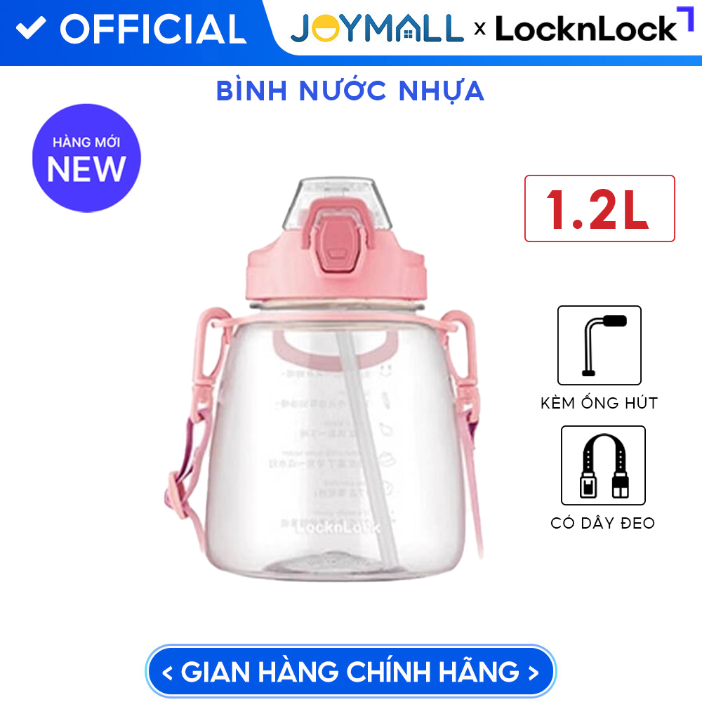 Bình Nước Nhựa LocknLock 1.2L ABF648LPIK, Hàng Chính Hãng, Kèm Ống Hút - JoyMall