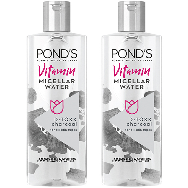 Combo 2 Nước Tẩy Trang Vitamin &amp; Tinh Than Tre Sạch Sâu Pond’S Micellar Water 100ml