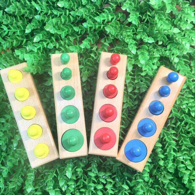 Set 4 Bộ Núm Trụ Montessori - Đồ Chơi Gỗ